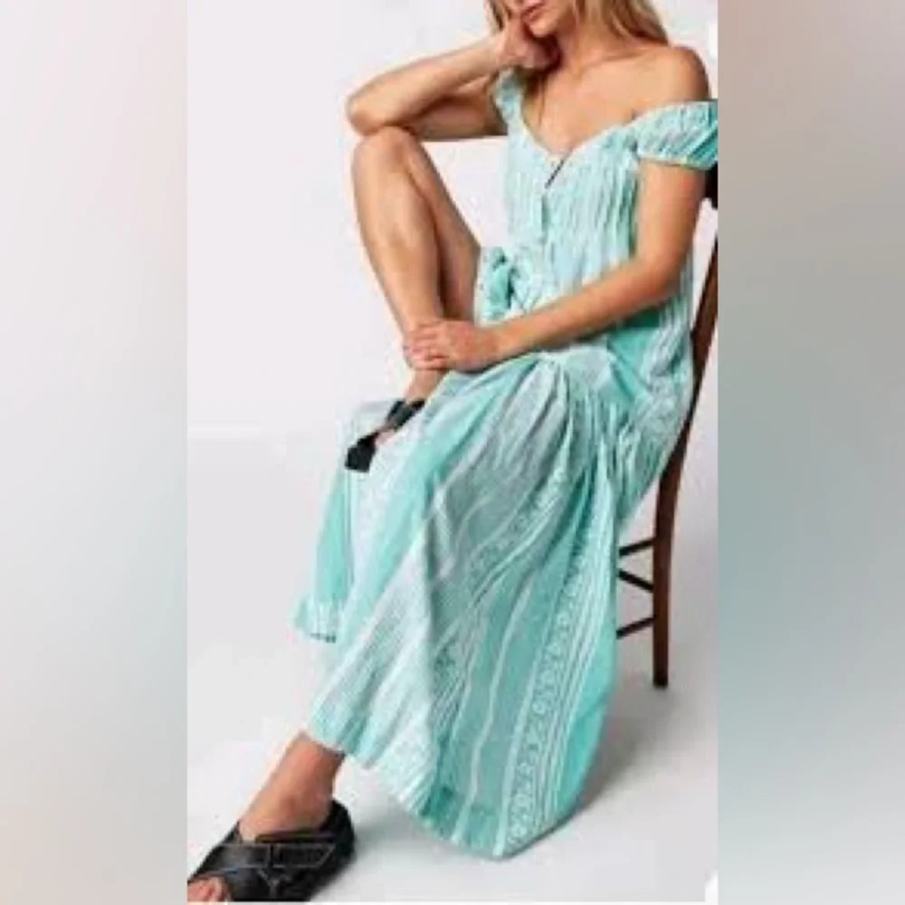 FREE PEOPLE Mabel Maxi Dress NEW Size M Undyed Combo Green